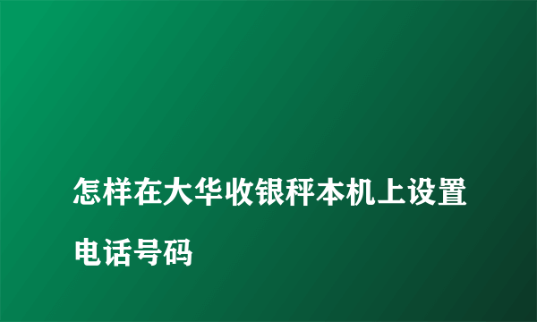 
怎样在大华收银秤本机上设置电话号码
