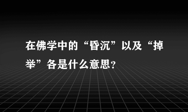 在佛学中的“昏沉”以及“掉举”各是什么意思？