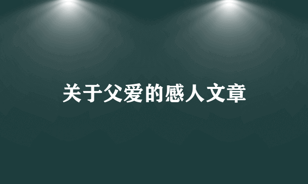 关于父爱的感人文章