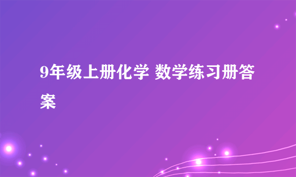 9年级上册化学 数学练习册答案