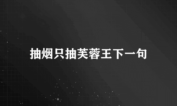 抽烟只抽芙蓉王下一句