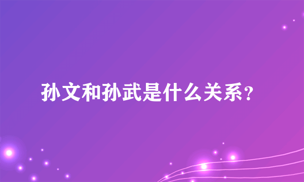 孙文和孙武是什么关系？