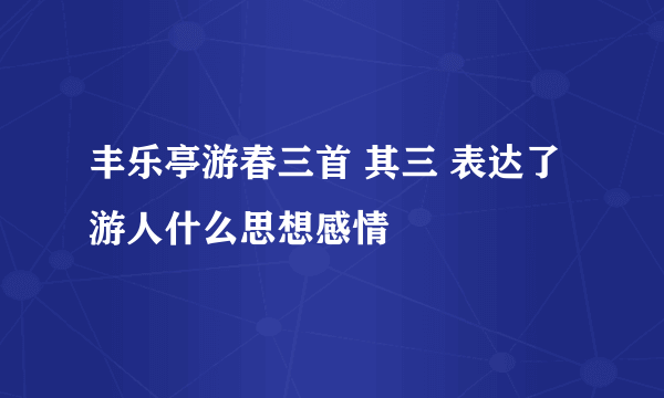 丰乐亭游春三首 其三 表达了游人什么思想感情