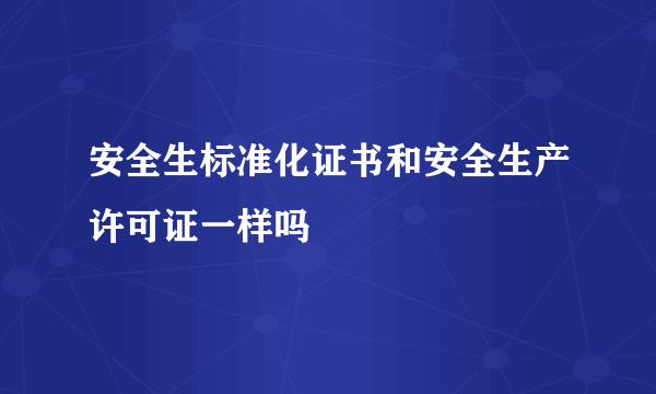 安全生标准化证书和安全生产许可证一样吗