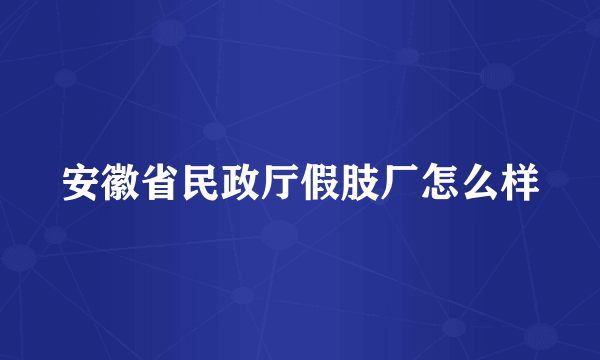 安徽省民政厅假肢厂怎么样