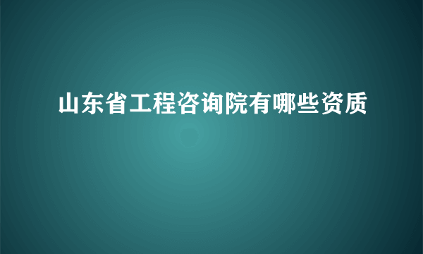 山东省工程咨询院有哪些资质