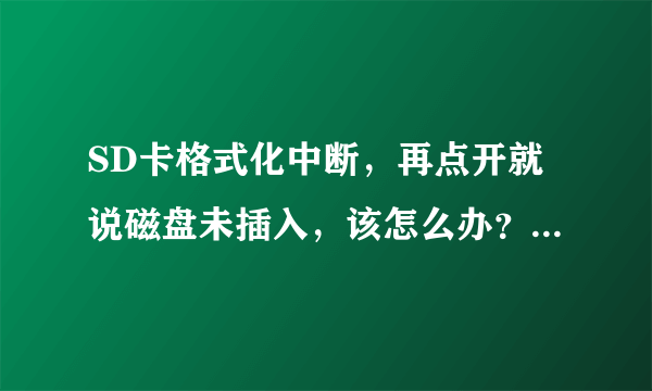 SD卡格式化中断，再点开就说磁盘未插入，该怎么办？卡坏了吗？