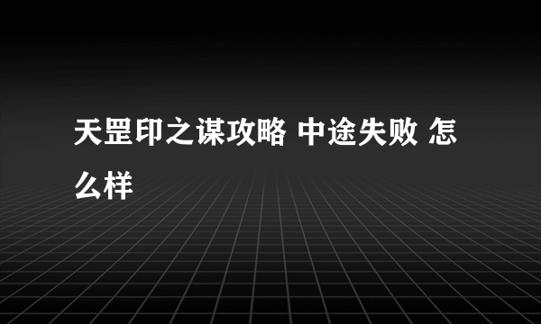 天罡印之谋攻略 中途失败 怎么样