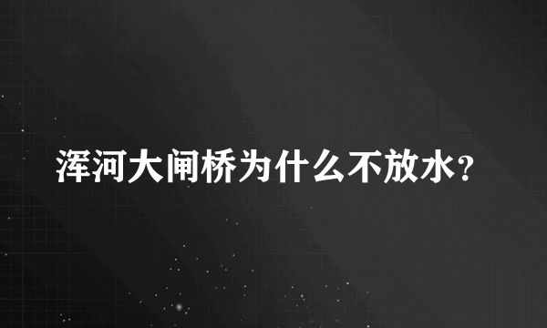 浑河大闸桥为什么不放水？