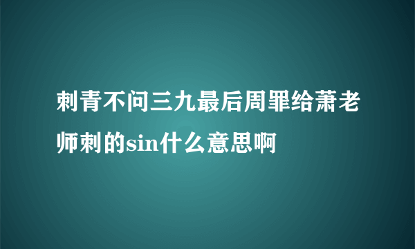 刺青不问三九最后周罪给萧老师刺的sin什么意思啊