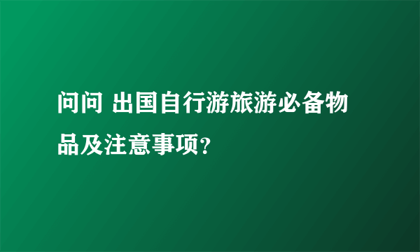 问问 出国自行游旅游必备物品及注意事项？