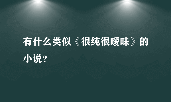 有什么类似《很纯很暧昧》的小说？