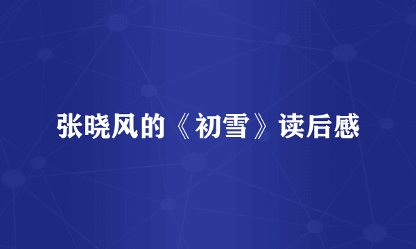 张晓风的《初雪》读后感