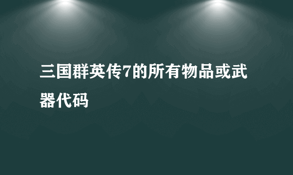 三国群英传7的所有物品或武器代码