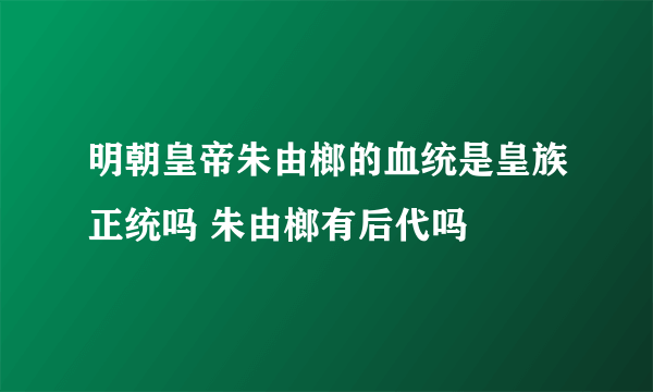 明朝皇帝朱由榔的血统是皇族正统吗 朱由榔有后代吗