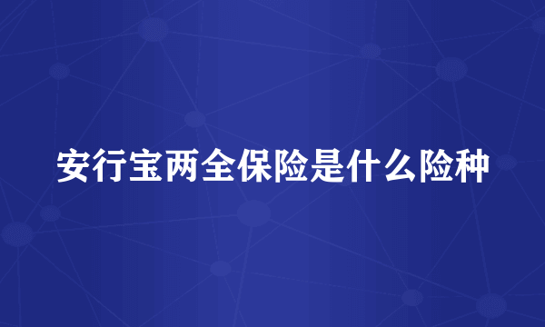安行宝两全保险是什么险种