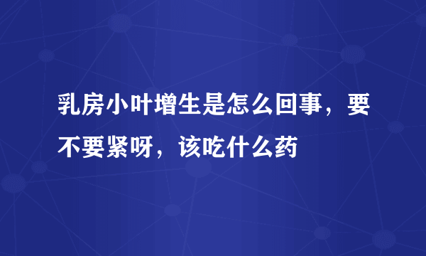 乳房小叶增生是怎么回事，要不要紧呀，该吃什么药