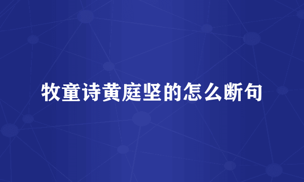 牧童诗黄庭坚的怎么断句
