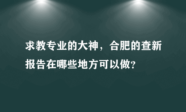 求教专业的大神，合肥的查新报告在哪些地方可以做？