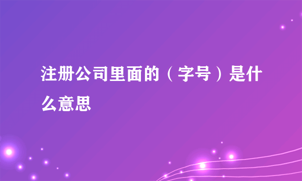 注册公司里面的（字号）是什么意思