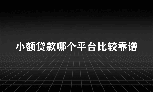 小额贷款哪个平台比较靠谱