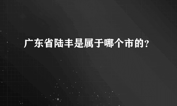 广东省陆丰是属于哪个市的？