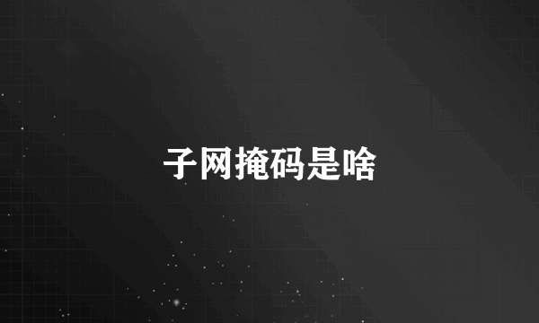 子网掩码是啥