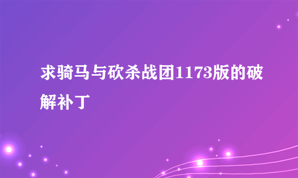 求骑马与砍杀战团1173版的破解补丁