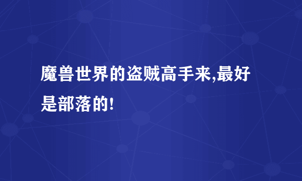魔兽世界的盗贼高手来,最好是部落的!