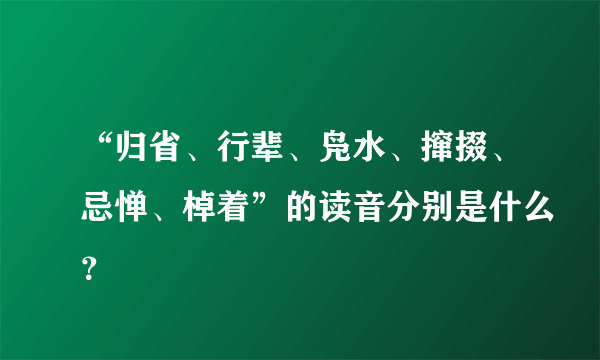 “归省、行辈、凫水、撺掇、忌惮、棹着”的读音分别是什么？