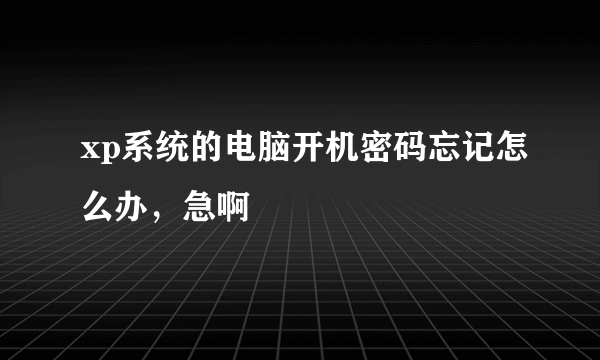 xp系统的电脑开机密码忘记怎么办，急啊