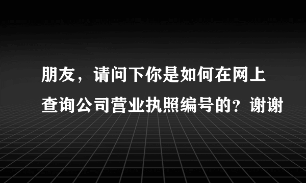 朋友，请问下你是如何在网上查询公司营业执照编号的？谢谢