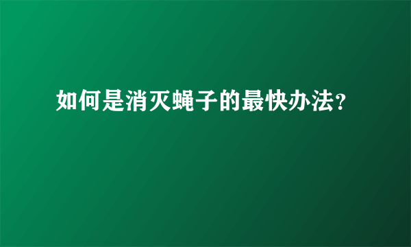如何是消灭蝇子的最快办法？
