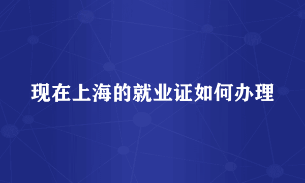 现在上海的就业证如何办理