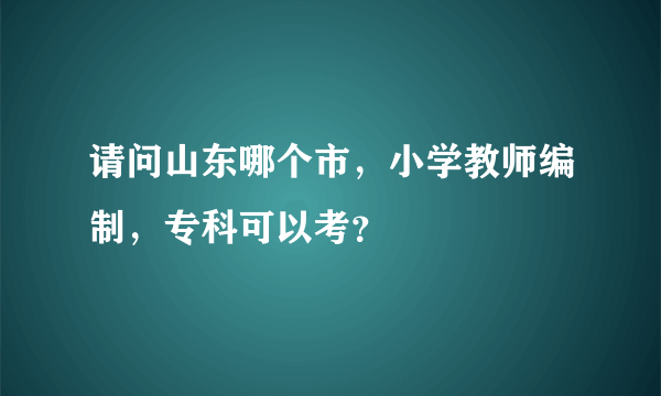 请问山东哪个市，小学教师编制，专科可以考？
