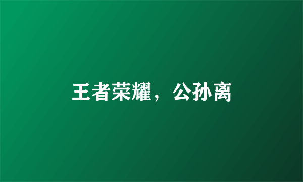 王者荣耀，公孙离