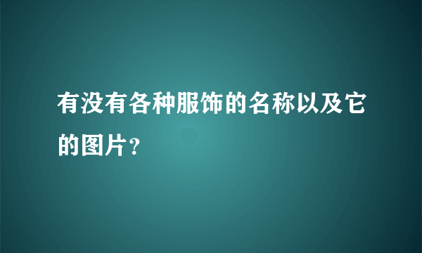 有没有各种服饰的名称以及它的图片？