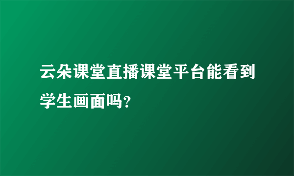 云朵课堂直播课堂平台能看到学生画面吗？