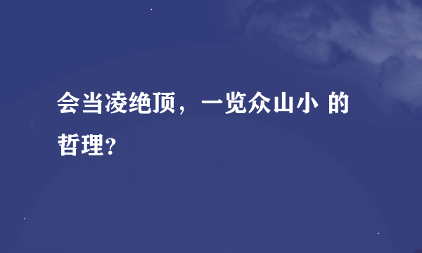 会当凌绝顶，一览众山小 的哲理？
