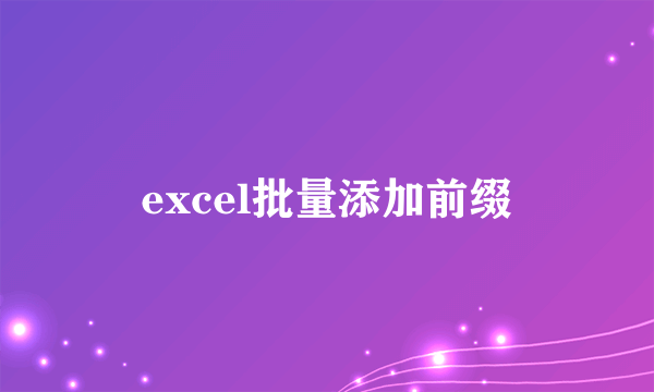 excel批量添加前缀