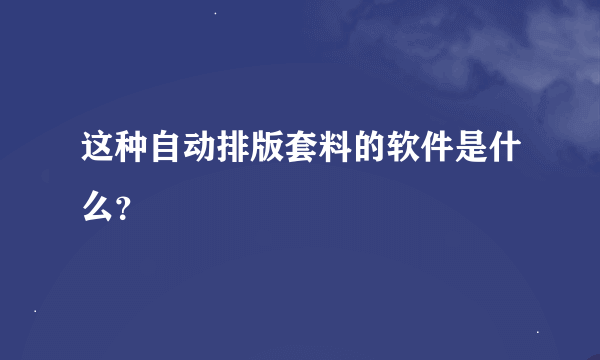 这种自动排版套料的软件是什么？