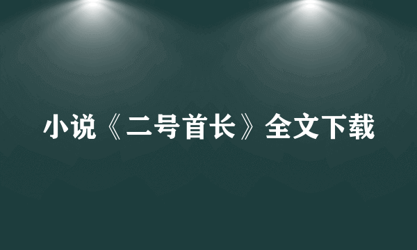 小说《二号首长》全文下载