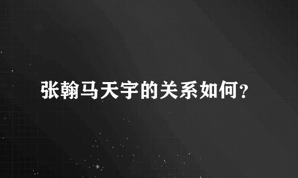 张翰马天宇的关系如何？