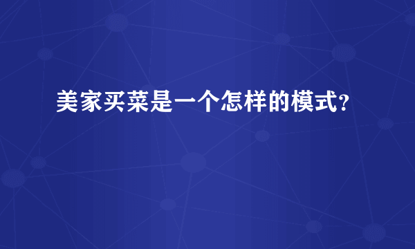 美家买菜是一个怎样的模式？