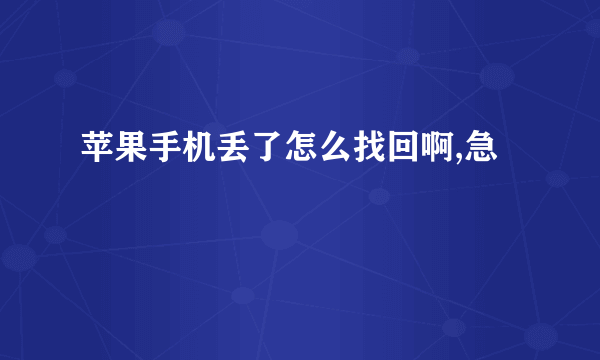 苹果手机丢了怎么找回啊,急