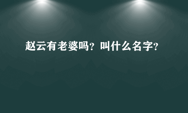 赵云有老婆吗？叫什么名字？