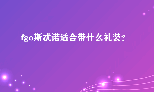 fgo斯忒诺适合带什么礼装？
