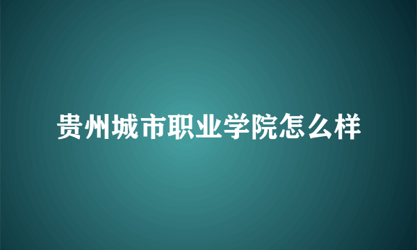 贵州城市职业学院怎么样