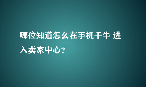 哪位知道怎么在手机千牛 进入卖家中心？