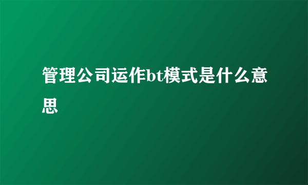 管理公司运作bt模式是什么意思